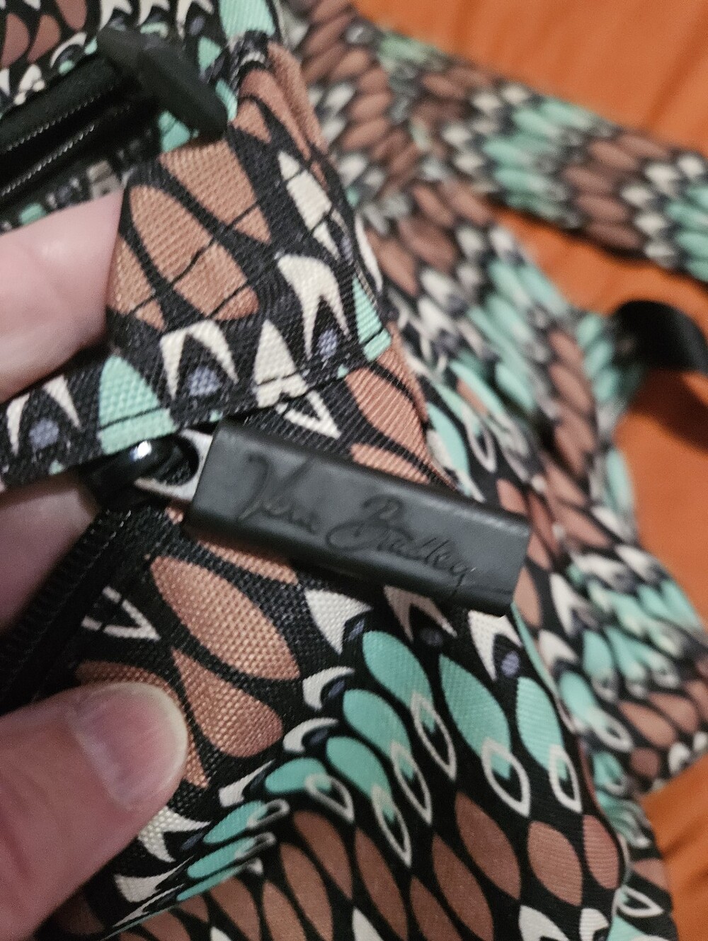 Vera Bradley Lighten Up Just Right Sierra Stream Teal and Brown Print Backpack - Picture 4 of 8